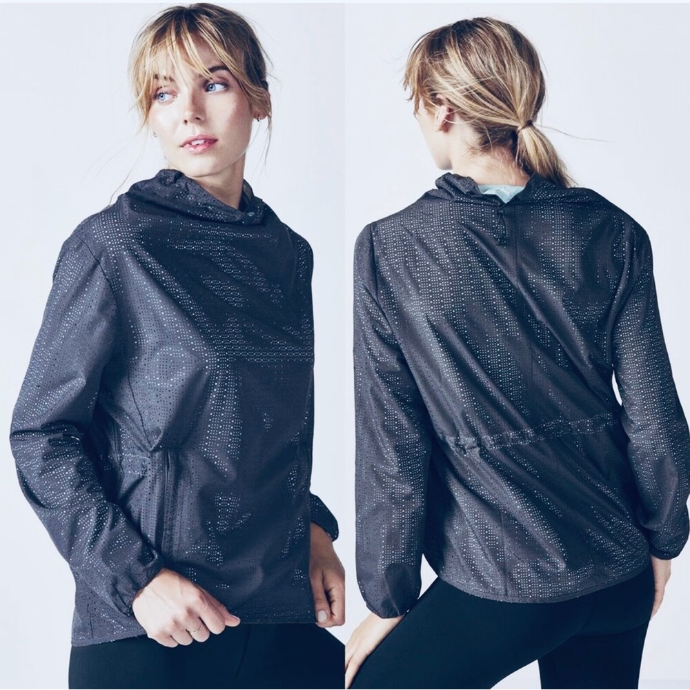 NEW Fabletics Sz 2X Women's  Gray/Blue Jacket Pullover March Gym Top Mock Neck